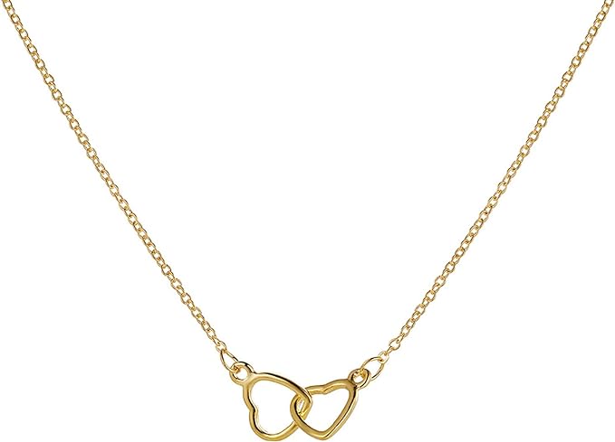 Collar de doble anillo de corazón dorado